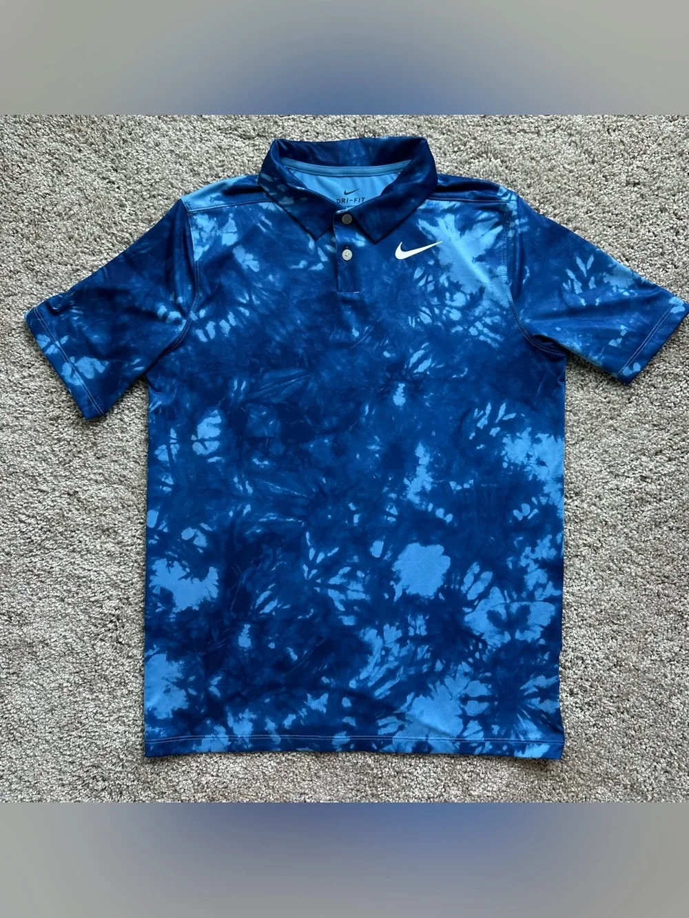 Nike DriFit Golf Polo Shirt Youth Boys XL Blue Tie Dye Casual Short Sleeve A233